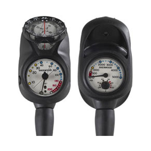 Nav Console 200' Pressure gauge w/ Compass - 1.75 diameter